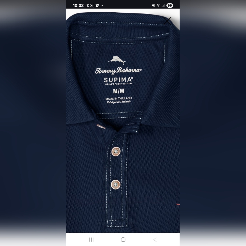 TOMMY BAHAMA Emfielder Island Zone Polo Navy Blue MEDIUM Short Sleeve - Picture 2 of 12